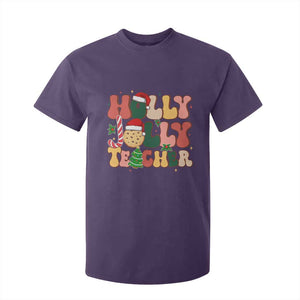 Groovy Holly Jolly Teacher Christmas Retro Xmas T Shirt For Kid TS02 Purple Print Your Wear