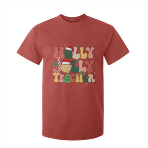 Groovy Holly Jolly Teacher Christmas Retro Xmas T Shirt For Kid TS02 Red Print Your Wear