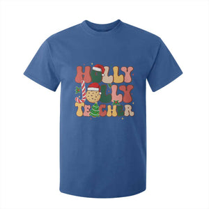 Groovy Holly Jolly Teacher Christmas Retro Xmas T Shirt For Kid TS02 Royal Blue Print Your Wear