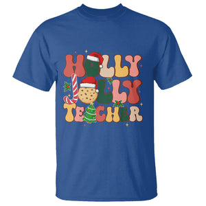 Groovy Holly Jolly Teacher Christmas Retro Xmas T Shirt TS02 Royal Blue Printyourwear