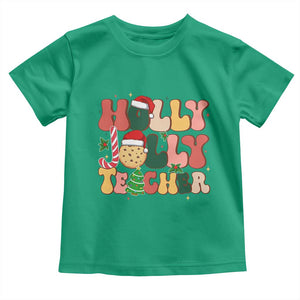Groovy Holly Jolly Teacher Christmas Retro Xmas Toddler T Shirt TS02 Irish Green Print Your Wear