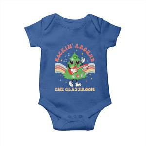 Teacher Christmas Baby Onesie Rockin' Around The Classroom Groovy Xmas Tree TS02 Royal Blue Print Your Wear
