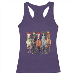 Funny Christmas Horse Racerback Tank Top Xmas Light Reindeer Horses Crew with Santa Hat TS02 Purple Print Your Wear