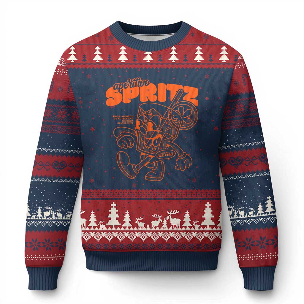 Aperitivo Spritz Ugly Christmas Sweater Funny Italiano Aperollin' Recipe TS02 Navy Red Print Your Wear