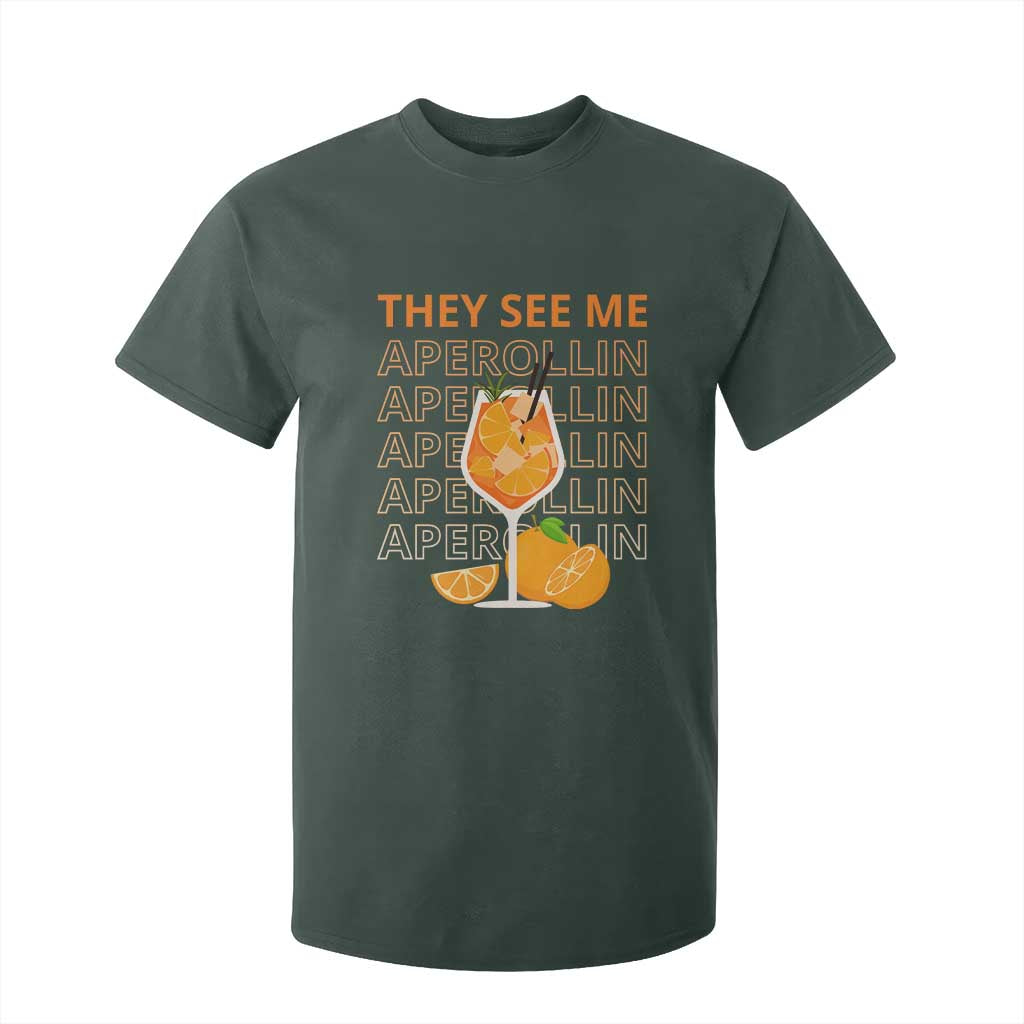 Aperol Spritz T Shirt For Kid They See Me Aperollin Summer Cocktail Sprizz TS02 Dark Forest Green Print Your Wear