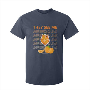 Aperol Spritz T Shirt For Kid They See Me Aperollin Summer Cocktail Sprizz TS02 Navy Print Your Wear
