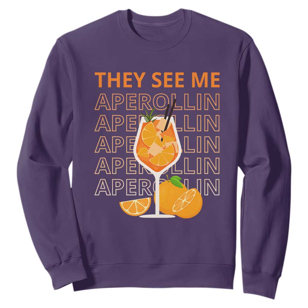 Aperol Spritz Sweatshirt They See Me Aperollin Summer Cocktail Sprizz TS02 Purple Print Your Wear