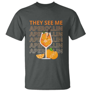 Aperol Spritz T Shirt They See Me Aperollin Summer Cocktail Sprizz TS02 Dark Heather Print Your Wear