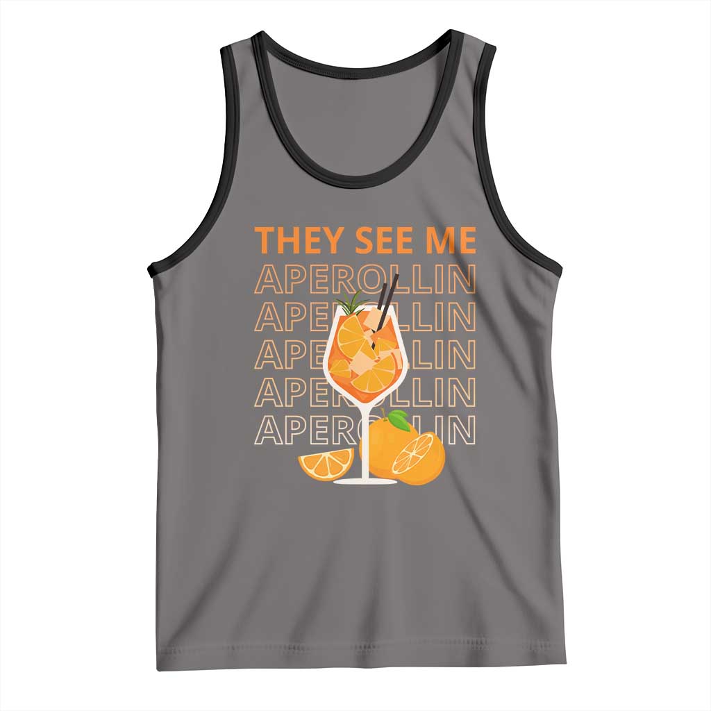 Aperol Spritz Tank Top They See Me Aperollin Summer Cocktail Sprizz TS02 Deep Heather Black Print Your Wear