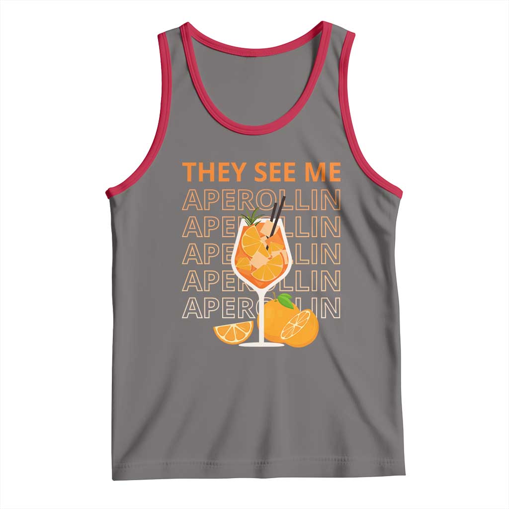 Aperol Spritz Tank Top They See Me Aperollin Summer Cocktail Sprizz TS02 Deep Heather Red Print Your Wear