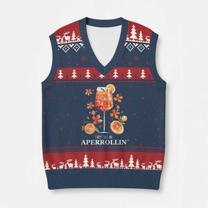 Aperol Spritz V-Neck Knit Sweater Vest They See Me Aperrollin Summer Cocktail TS02 Navy Red Print Your Wear
