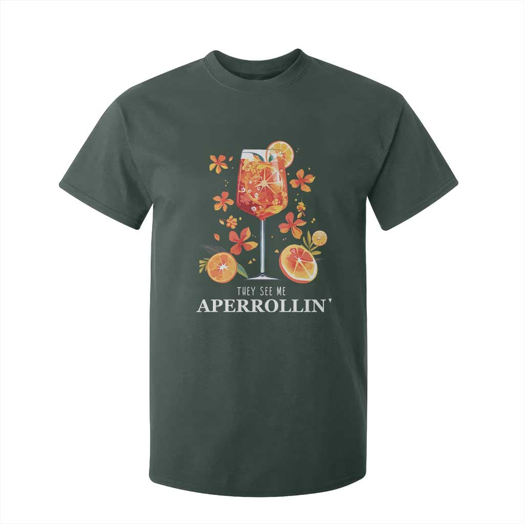 Aperol Spritz T Shirt For Kid They See Me Aperrollin Summer Cocktail TS02 Dark Forest Green Print Your Wear