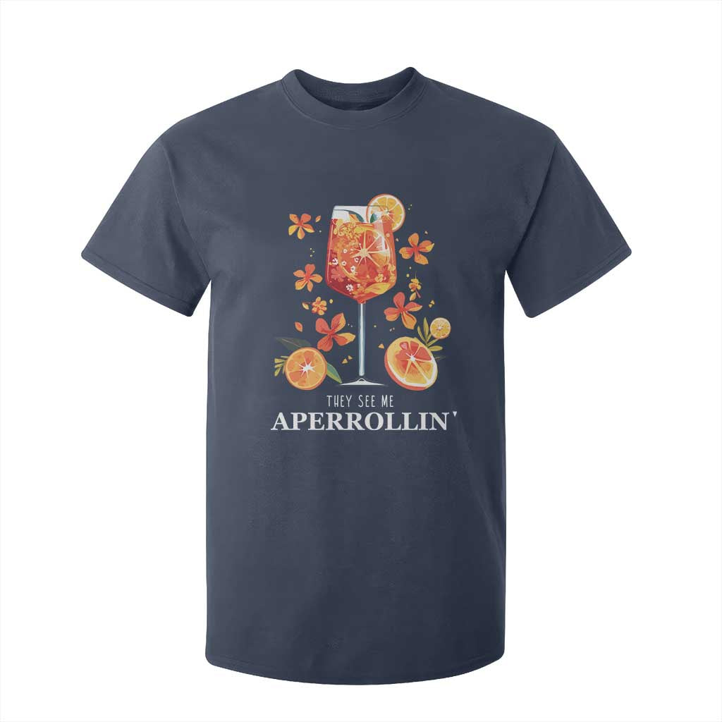 Aperol Spritz T Shirt For Kid They See Me Aperrollin Summer Cocktail TS02 Navy Print Your Wear