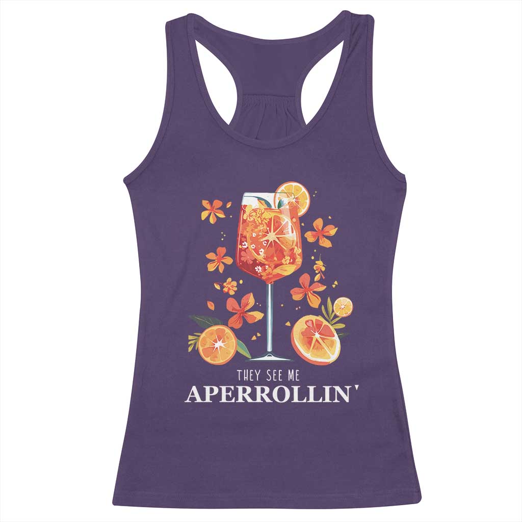 Aperol Spritz Racerback Tank Top They See Me Aperrollin Summer Cocktail TS02 Purple Print Your Wear