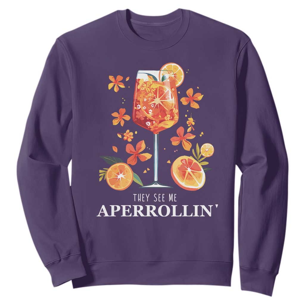 Aperol Spritz Sweatshirt They See Me Aperrollin Summer Cocktail TS02 Purple Print Your Wear