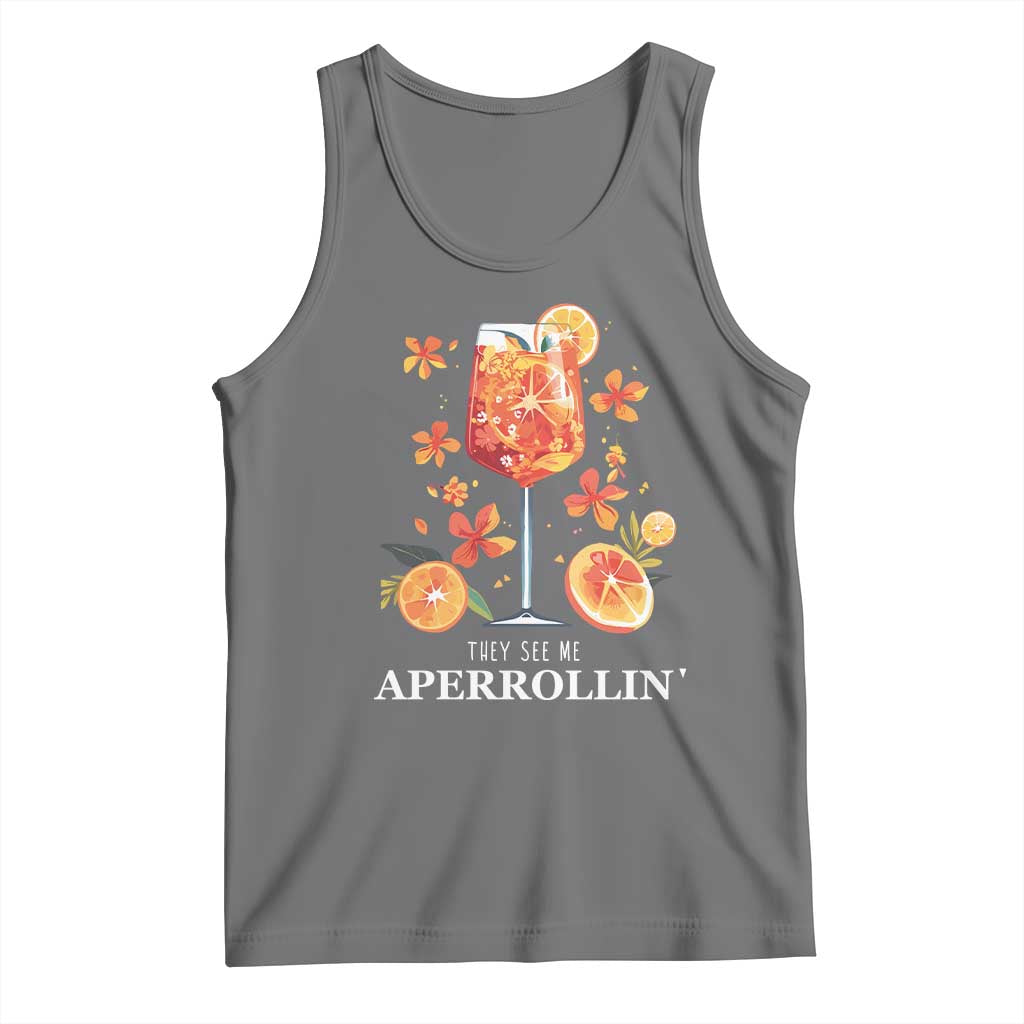 Aperol Spritz Tank Top They See Me Aperrollin Summer Cocktail TS02 Black Heather Print Your Wear