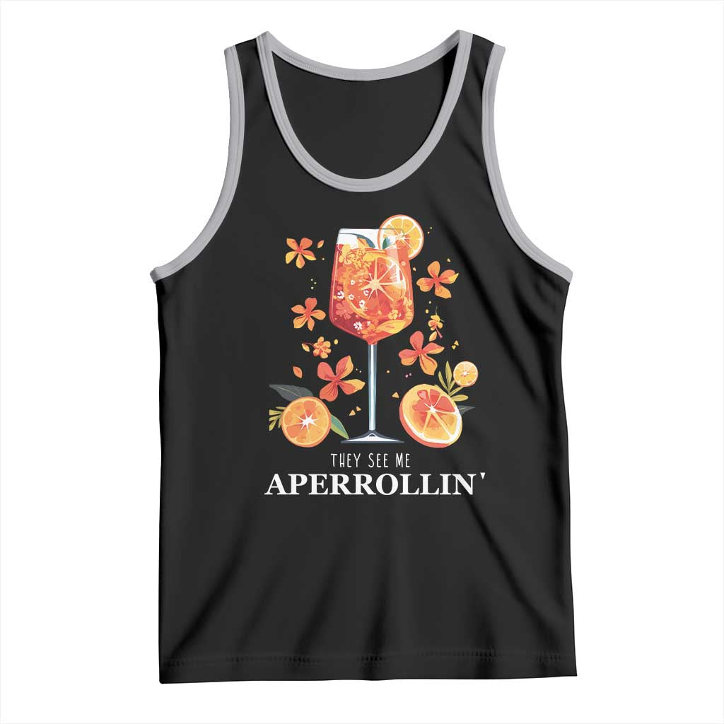 Aperol Spritz Tank Top They See Me Aperrollin Summer Cocktail TS02 Black Athletic Heather Print Your Wear