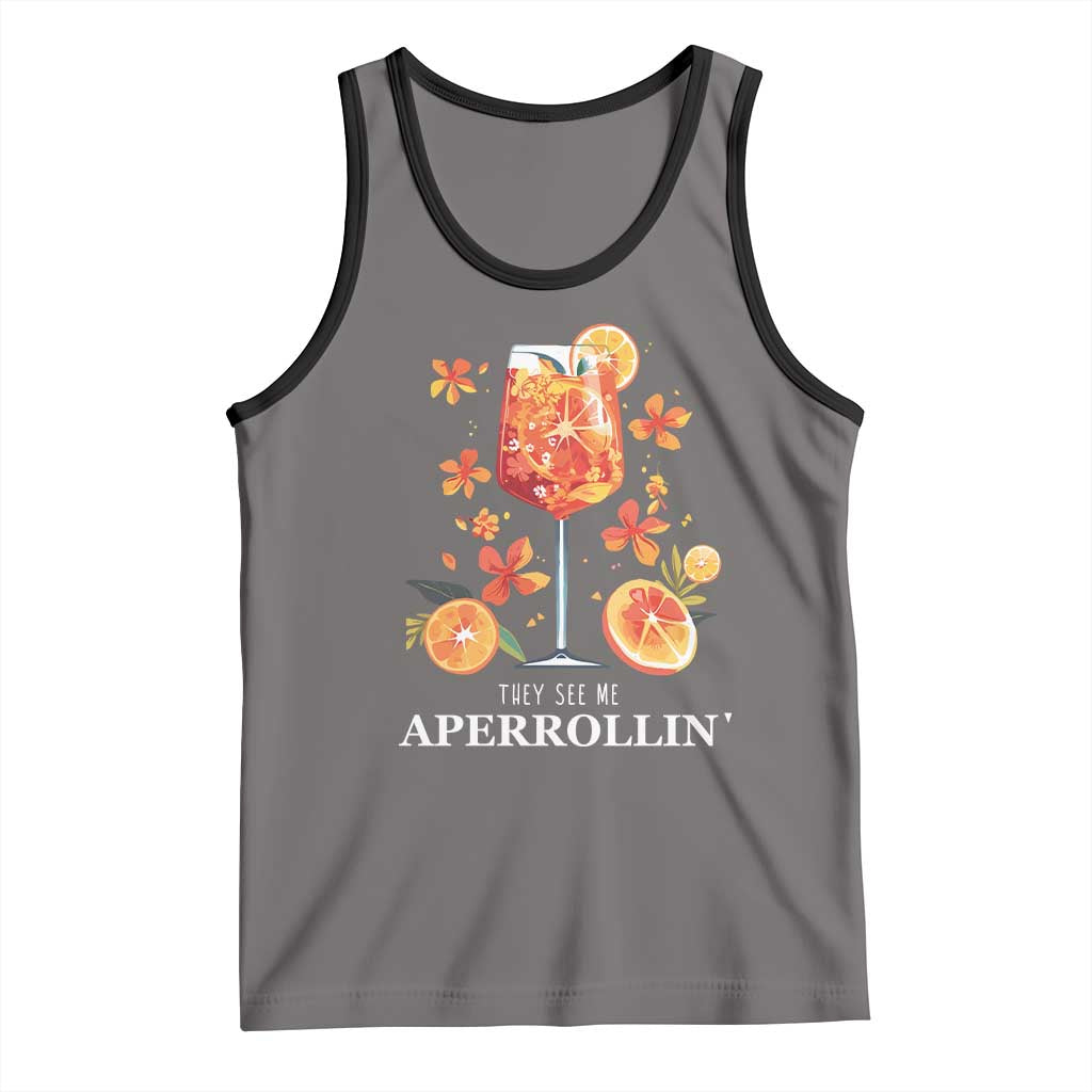 Aperol Spritz Tank Top They See Me Aperrollin Summer Cocktail TS02 Deep Heather Black Print Your Wear
