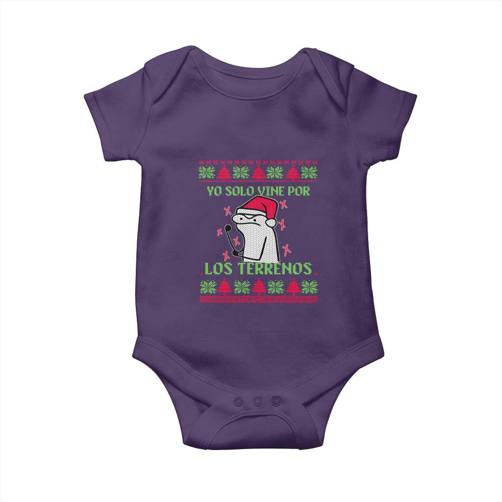 Funny Spanish Ugly Christmas Baby Onesie Yo Solo Vine Por Los Terrenos I'm Just Here For Feliz Navidad Mexican TS02 Purple Print Your Wear