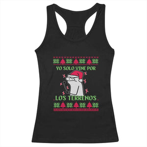 Funny Spanish Ugly Christmas Racerback Tank Top Yo Solo Vine Por Los Terrenos I'm Just Here For Feliz Navidad Mexican TS02 Black Print Your Wear