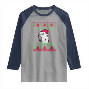 Funny Spanish Ugly Christmas Raglan Shirt Yo Solo Vine Por Los Terrenos I'm Just Here For Feliz Navidad TS02 Sport Gray Navy Print Your Wear