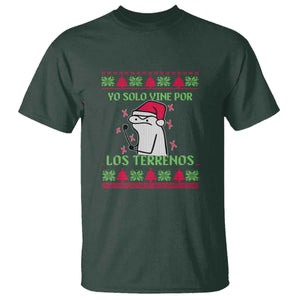 Funny Spanish Ugly Christmas T Shirt Yo Solo Vine Por Los Terrenos I'm Just Here For Feliz Navidad Mexican TS02 Dark Forest Green Print Your Wear