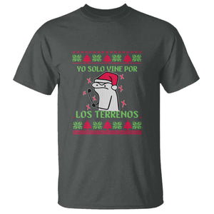 Funny Spanish Ugly Christmas T Shirt Yo Solo Vine Por Los Terrenos I'm Just Here For Feliz Navidad Mexican TS02 Dark Heather Print Your Wear