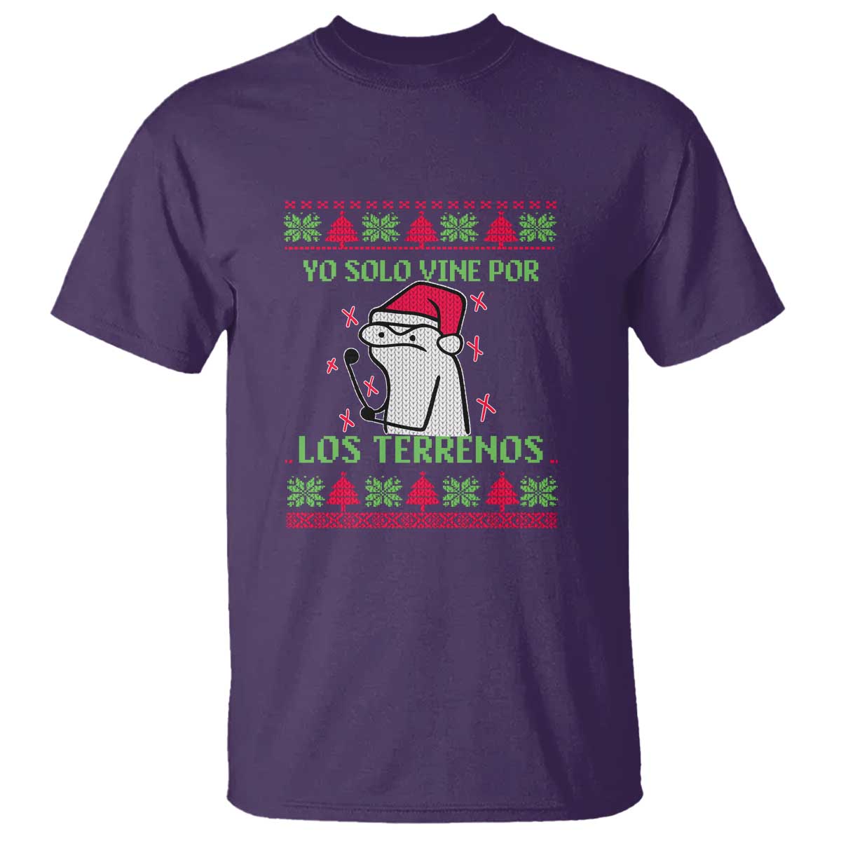 Funny Spanish Ugly Christmas T Shirt Yo Solo Vine Por Los Terrenos I'm Just Here For Feliz Navidad Mexican TS02 Purple Print Your Wear