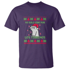 Funny Spanish Ugly Christmas T Shirt Yo Solo Vine Por Los Terrenos I'm Just Here For Feliz Navidad Mexican TS02 Purple Print Your Wear