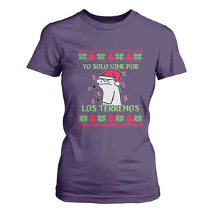 Funny Spanish Ugly Christmas T Shirt For Women Yo Solo Vine Por Los Terrenos I'm Just Here For Feliz Navidad Mexican TS02 Purple Print Your Wear