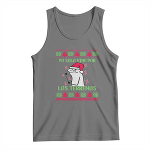 Funny Spanish Ugly Christmas Tank Top Yo Solo Vine Por Los Terrenos I'm Just Here For Feliz Navidad TS02 Black Heather Print Your Wear