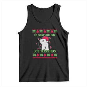 Funny Spanish Ugly Christmas Tank Top Yo Solo Vine Por Los Terrenos I'm Just Here For Feliz Navidad TS02 Black Print Your Wear