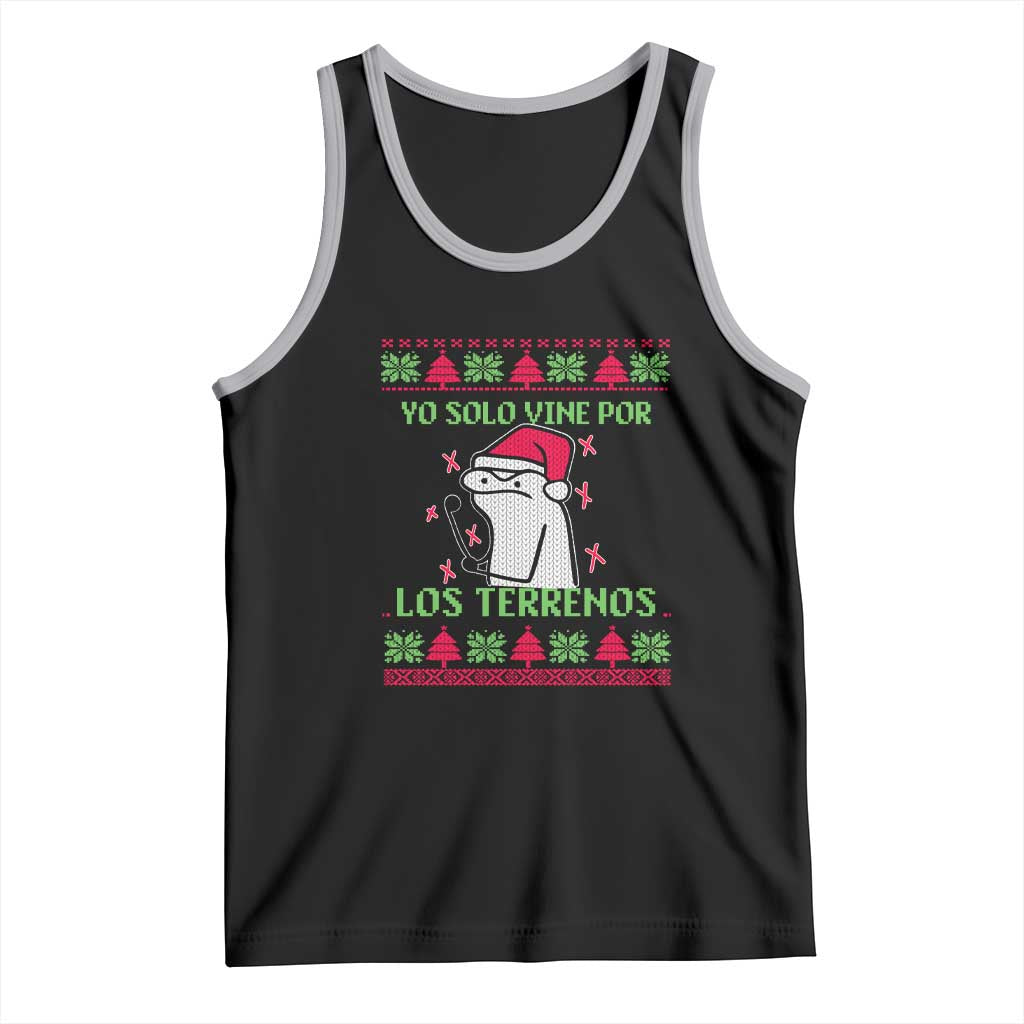 Funny Spanish Ugly Christmas Tank Top Yo Solo Vine Por Los Terrenos I'm Just Here For Feliz Navidad TS02 Black Athletic Heather Print Your Wear