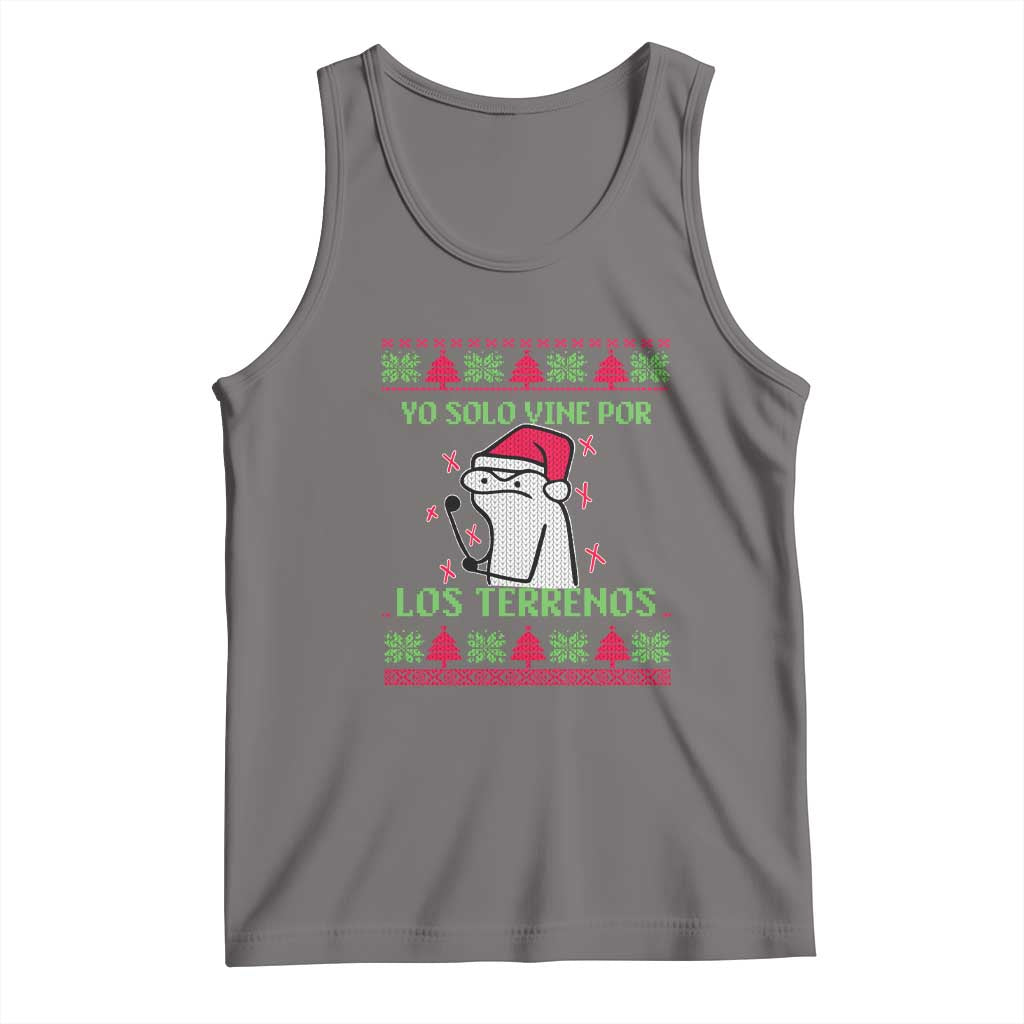 Funny Spanish Ugly Christmas Tank Top Yo Solo Vine Por Los Terrenos I'm Just Here For Feliz Navidad TS02 Deep Heather Print Your Wear