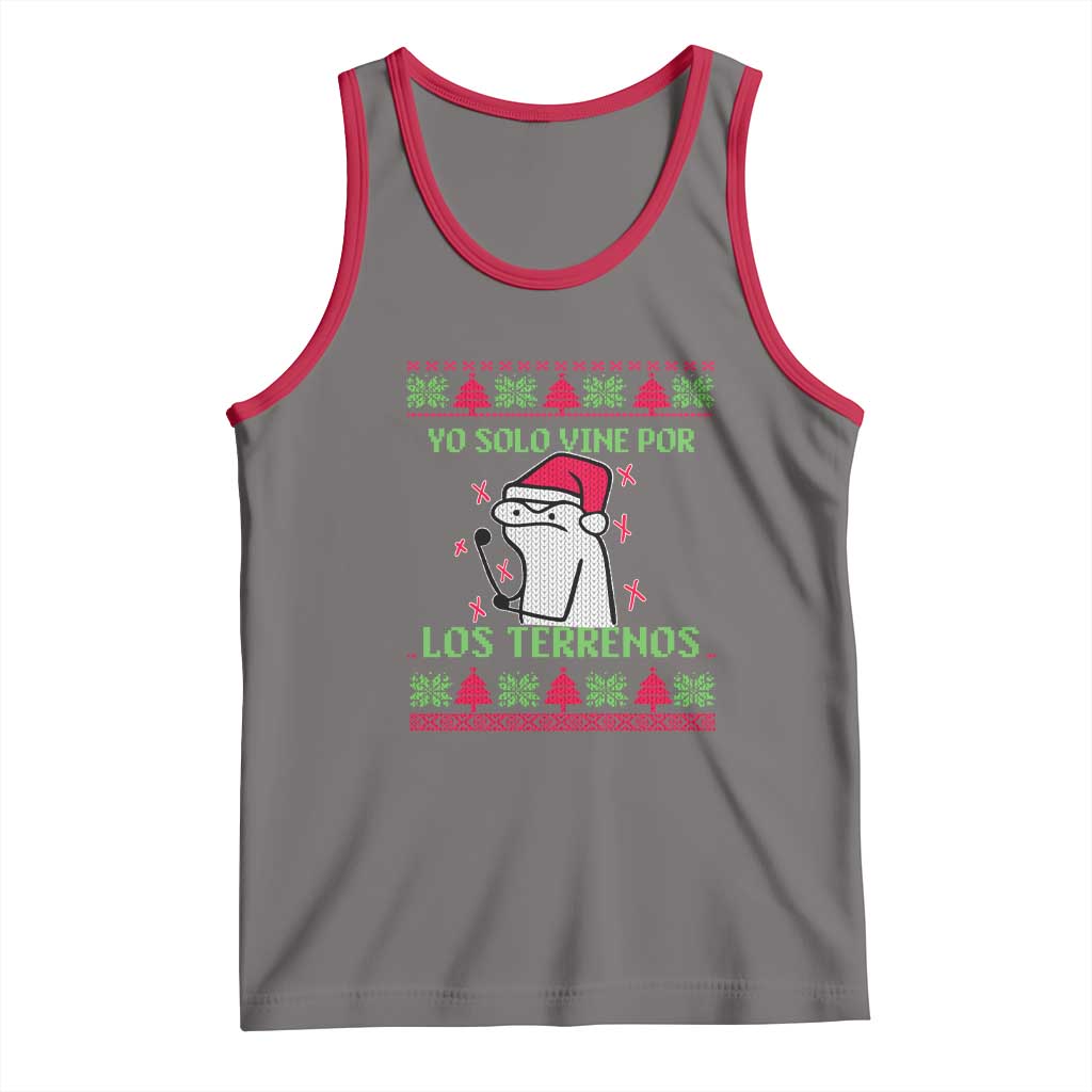 Funny Spanish Ugly Christmas Tank Top Yo Solo Vine Por Los Terrenos I'm Just Here For Feliz Navidad TS02 Deep Heather Red Print Your Wear