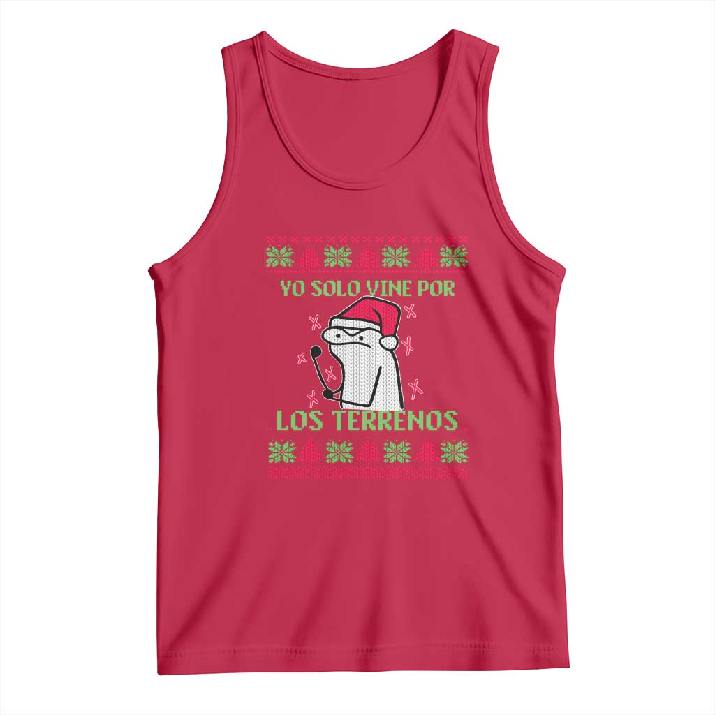 Funny Spanish Ugly Christmas Tank Top Yo Solo Vine Por Los Terrenos I'm Just Here For Feliz Navidad TS02 Red Print Your Wear