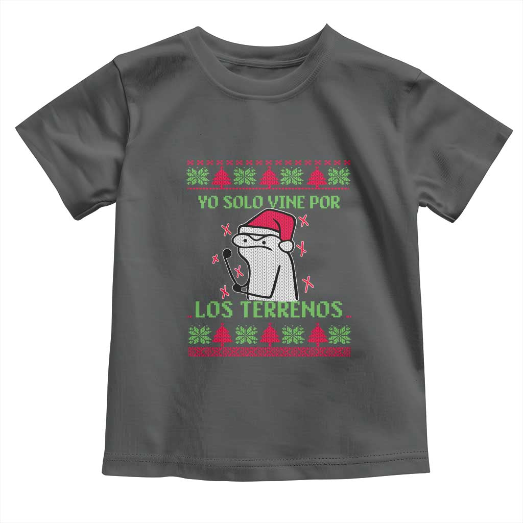 Funny Spanish Ugly Christmas Toddler T Shirt Yo Solo Vine Por Los Terrenos I'm Just Here For Feliz Navidad Mexican TS02 Dark Heather Print Your Wear