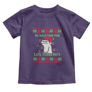 Funny Spanish Ugly Christmas Toddler T Shirt Yo Solo Vine Por Los Terrenos I'm Just Here For Feliz Navidad Mexican TS02 Purple Print Your Wear