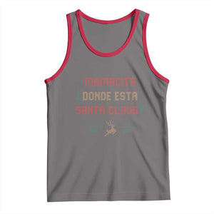 Funny Spanish Christmas Tank Top Mamacita Donde Esta Santa Claus Hottie TS02 Deep Heather Red Print Your Wear