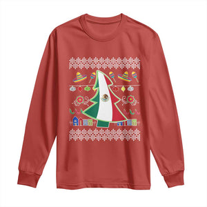 Mexican Christmas Long Sleeve Shirt Mexico Flag Xmas Tree Ugly Sweater TS02 Red Print Your Wear