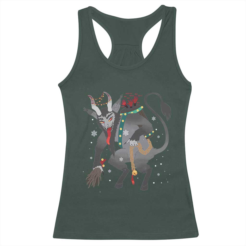 Christmas Merry Krampus Racerback Tank Top Naughty Horror Evil Xmas Psychobilly TS02 Dark Forest Green Print Your Wear