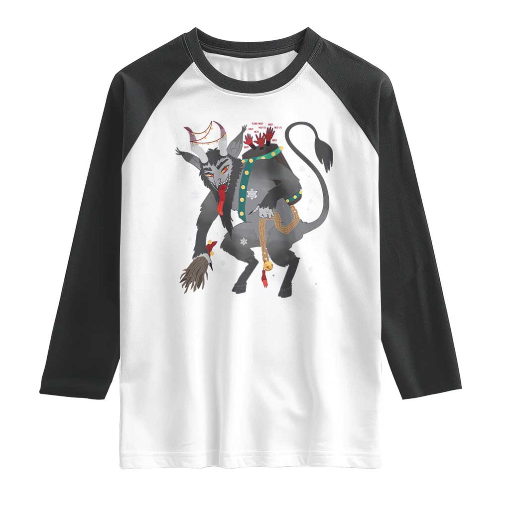 Christmas Merry Krampus Raglan Shirt Naughty Horror Evil Xmas Psychobilly TS02 White Black Print Your Wear