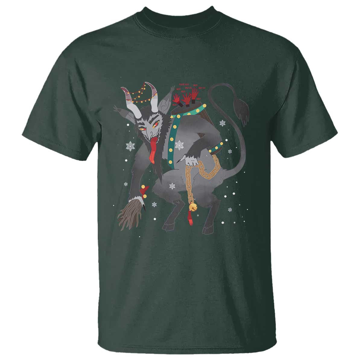 Christmas Merry Krampus T Shirt Naughty Horror Evil Xmas Psychobilly TS02 Dark Forest Green Print Your Wear