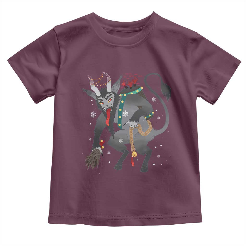 Christmas Merry Krampus Toddler T Shirt Naughty Horror Evil Xmas Psychobilly TS02 Maroon Print Your Wear