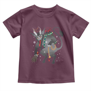 Christmas Merry Krampus Toddler T Shirt Naughty Horror Evil Xmas Psychobilly TS02 Maroon Print Your Wear