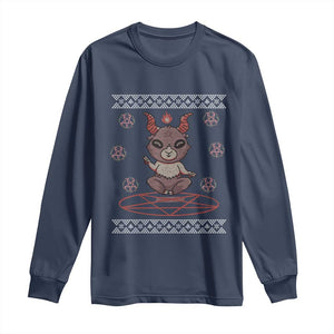 Cute Baby Baphomet Long Sleeve Shirt Ugly Christmas Sweater Occult Gift TS02 Navy Print Your Wear