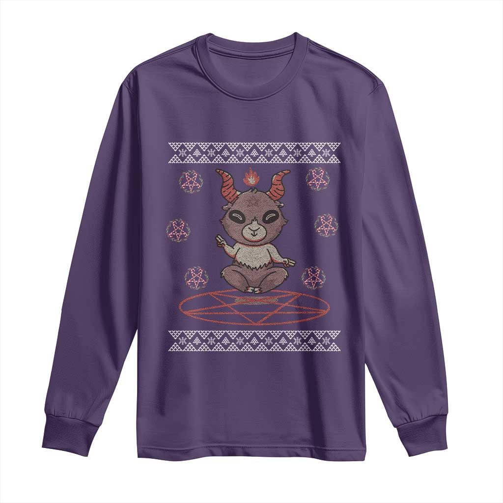 Cute Baby Baphomet Long Sleeve Shirt Ugly Christmas Sweater Occult Gift TS02 Purple Print Your Wear