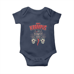 Merry Krampus Christmas Baby Onesie Naughty Xmas Psychobilly Horror TS02 Navy Print Your Wear
