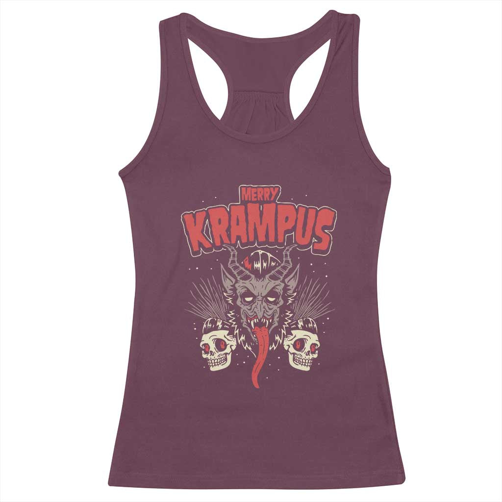 Merry Krampus Christmas Racerback Tank Top Naughty Xmas Psychobilly Horror TS02 Maroon Print Your Wear