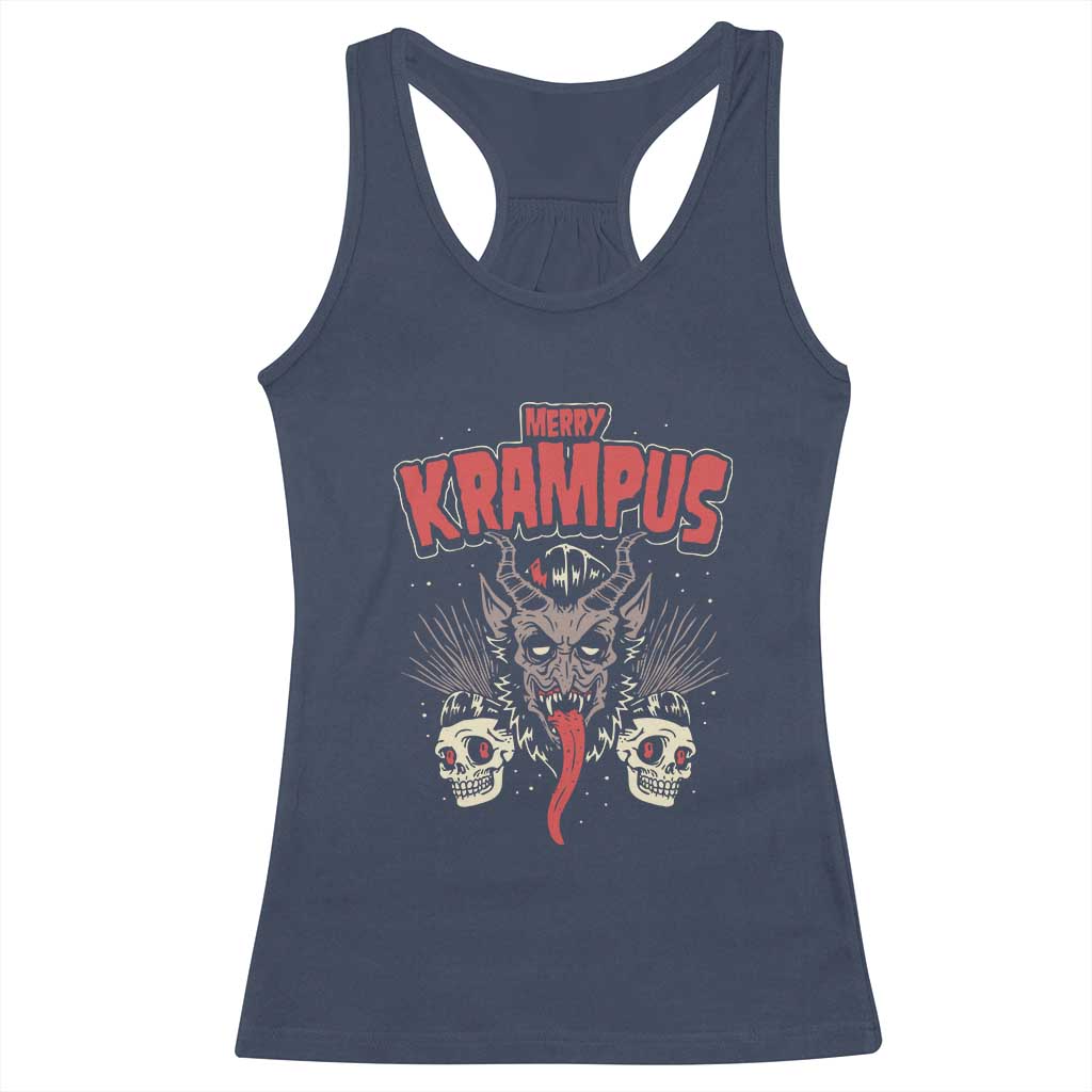 Merry Krampus Christmas Racerback Tank Top Naughty Xmas Psychobilly Horror TS02 Navy Print Your Wear
